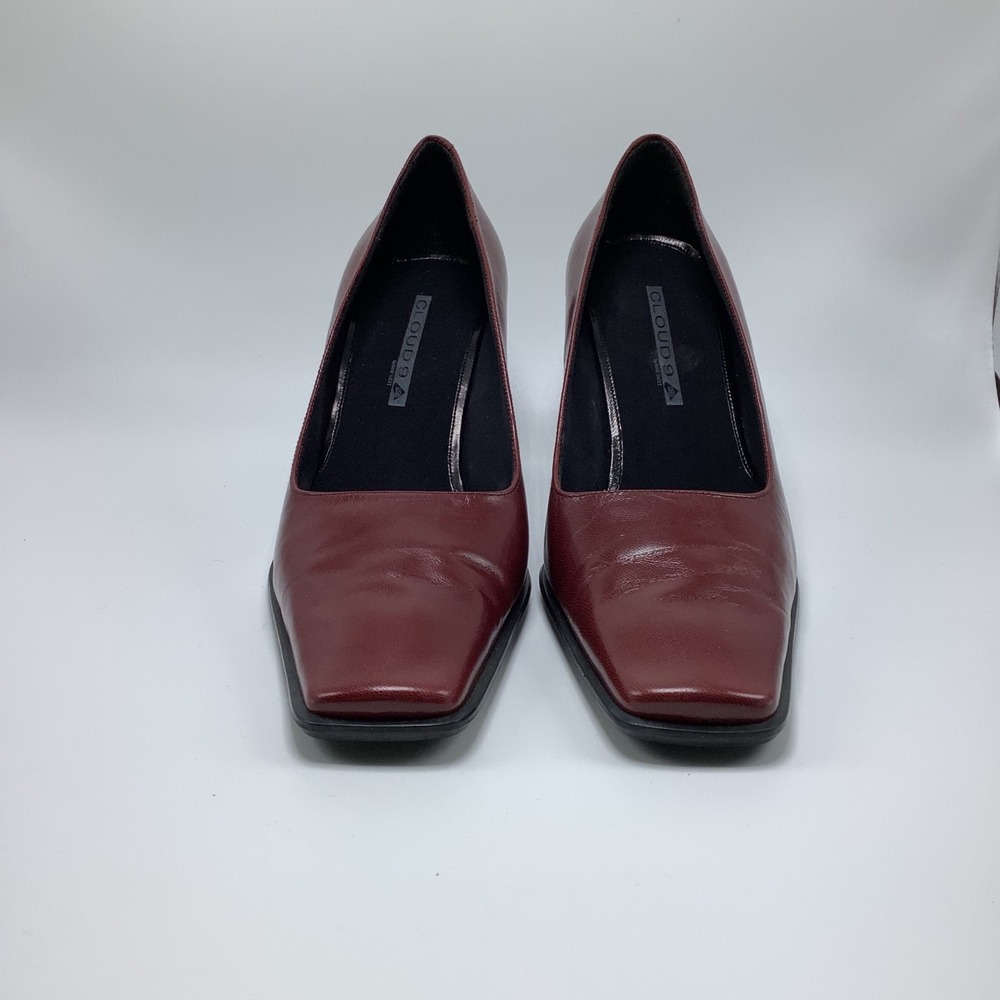 Cloud 9 Burgundy Square Toe Pumps 8.5M - Picture 3 of 11